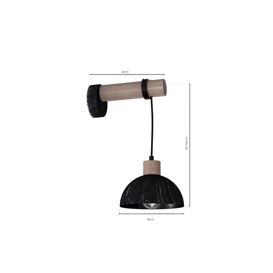 Applique murale ERIK 1xE27/60W/230V marron/noire
