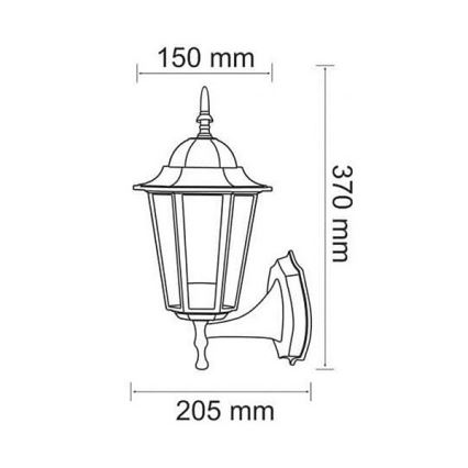 Applique murale extérieure 1xE27/60W/230V patine