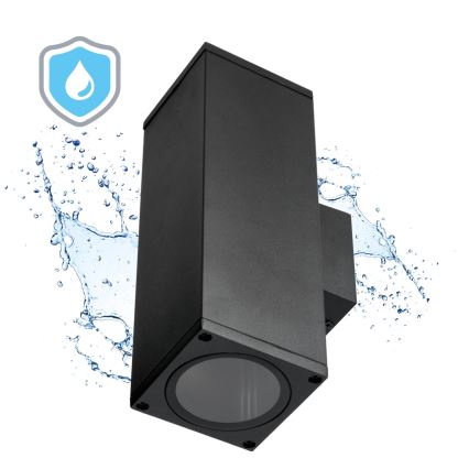 Applique murale extérieure 2xGU10/35W/230V IP54 carré noir