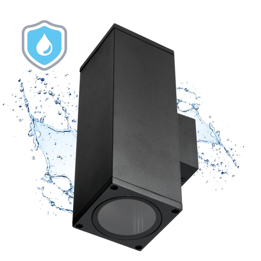 Applique murale extérieure 2xGU10/35W/230V IP54 carré noir