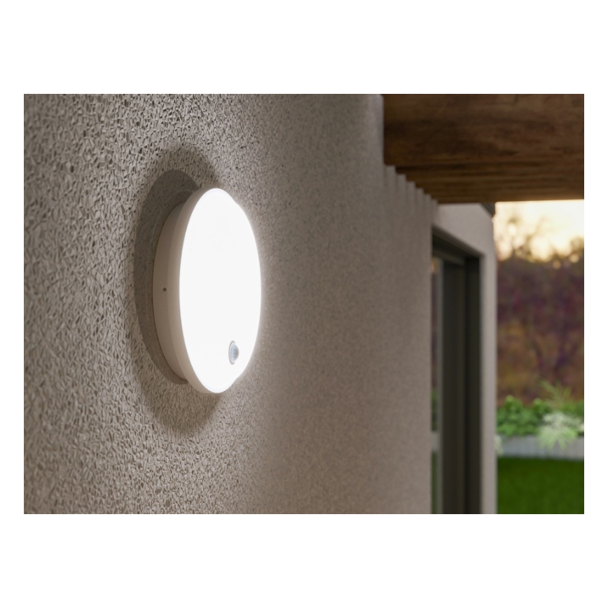 Applique murale d'extérieur LED avec capteur de mouvement et capteur crépusculaire LED/15W/230V IP65 blanc