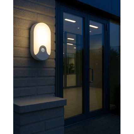 Applique murale extérieure à LED avec détecteur de mouvement, 18W/230V, IP44, blanche