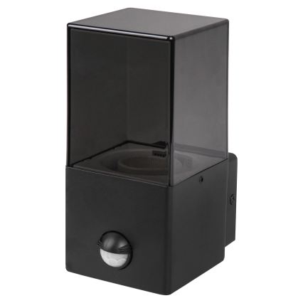 Applique murale d'extérieur avec détecteur de mouvement et capteur crépusculaire 1xE27/40W/230V IP44 noir/fumé