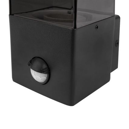 Applique murale d'extérieur avec détecteur de mouvement et capteur crépusculaire 1xE27/40W/230V IP44 noir/fumé