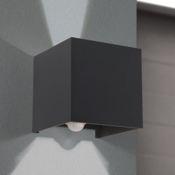 Applique murale extérieure avec détecteur de mouvement et de crépuscule CUBE-S LED/13W/230V IP54 anthracite
