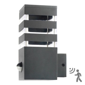 Applique murale extérieure avec détecteur TEKSAS 1xE27/12W/230V IP44 anthracite