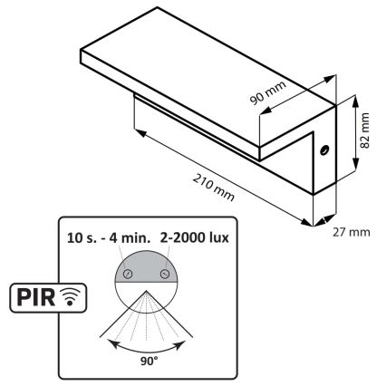 Applique murale extérieure avec détecteur TESA LED/10W/230V IP54 noir