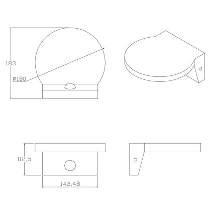 Applique murale extérieure avec détecteur TESA LED/10W/230V IP54 noir