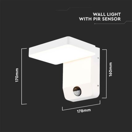 Applique murale extérieure flexible avec détecteur LED/17W/230V IP65 3000K blanc