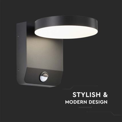 Applique murale extérieure flexible avec détecteur LED/17W/230V IP65 3000K noir