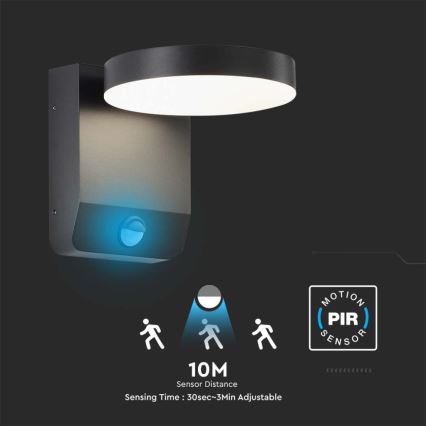 Applique murale extérieure flexible avec détecteur LED/17W/230V IP65 3000K noir