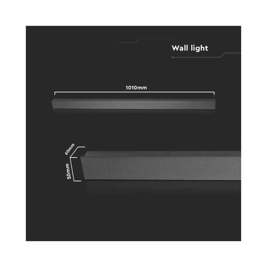 Applique murale extérieure LED/16W/230V 3000K IP65 101 cm noire