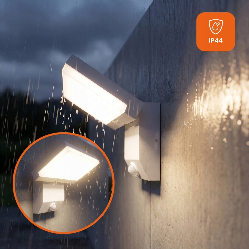 Applique murale extérieure LED avec détecteur de mouvement LED/18W/230V IP44 blanche