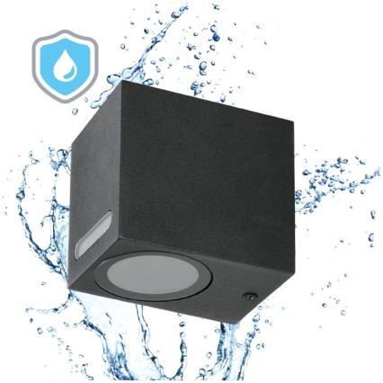 Applique murale extérieure QUERK 1xGU10/35W/230V IP54 8 cm noir