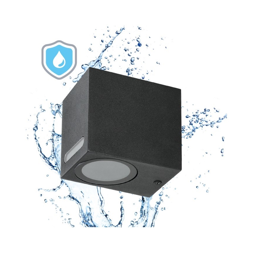 Applique murale extérieure QUERK 1xGU10/35W/230V IP54 8 cm noir