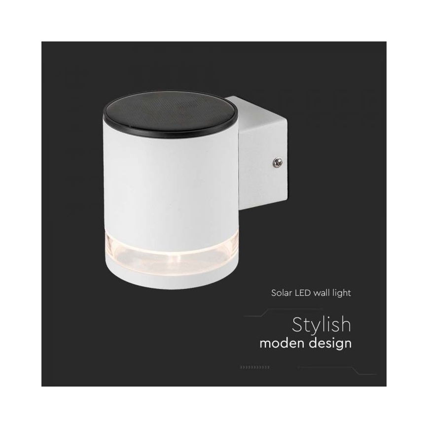 Applique murale extérieure solaire LED/1W/3,7V 3000K IP54 blanc
