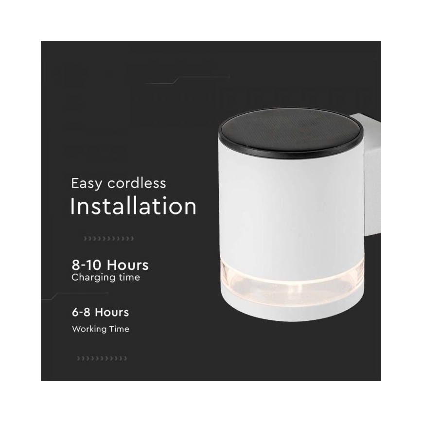 Applique murale extérieure solaire LED/1W/3,7V 3000K IP54 blanc