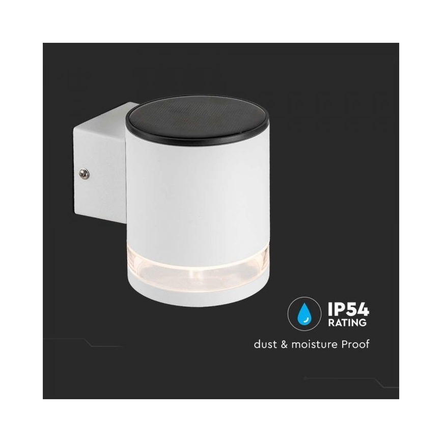 Applique murale extérieure solaire LED/1W/3,7V 3000K IP54 blanc