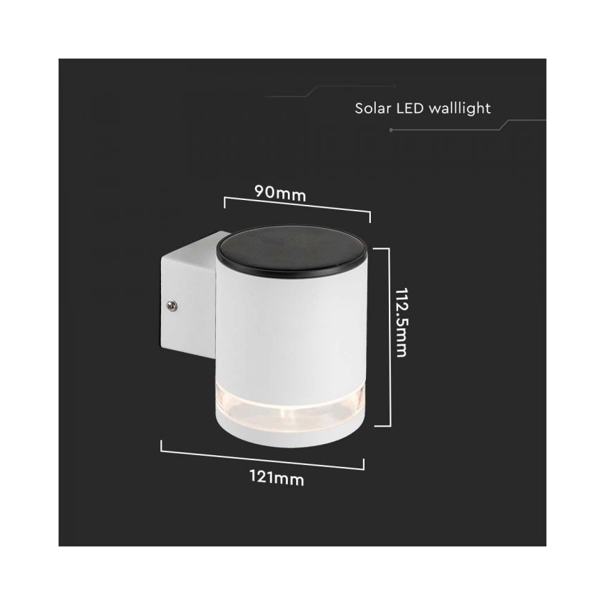 Applique murale extérieure solaire LED/1W/3,7V 3000K IP54 blanc