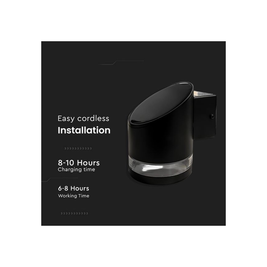 Applique murale extérieure solaire LED/1W/3,7V 3000K IP54 noir
