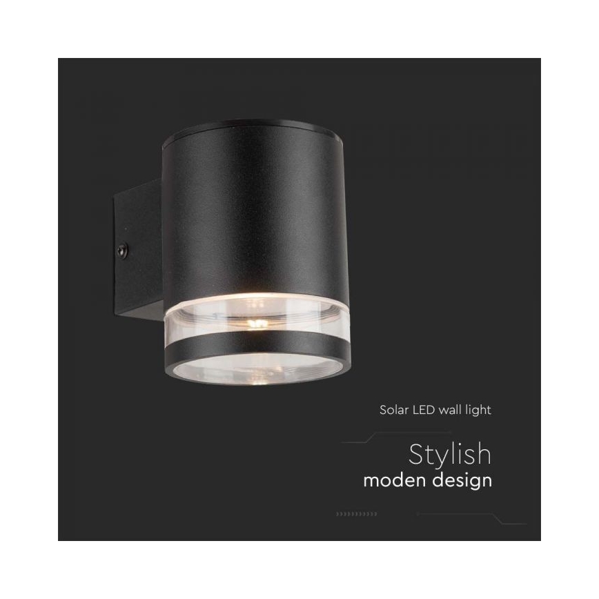 Applique murale extérieure solaire LED/1W/3,7V 3000K IP54 noir