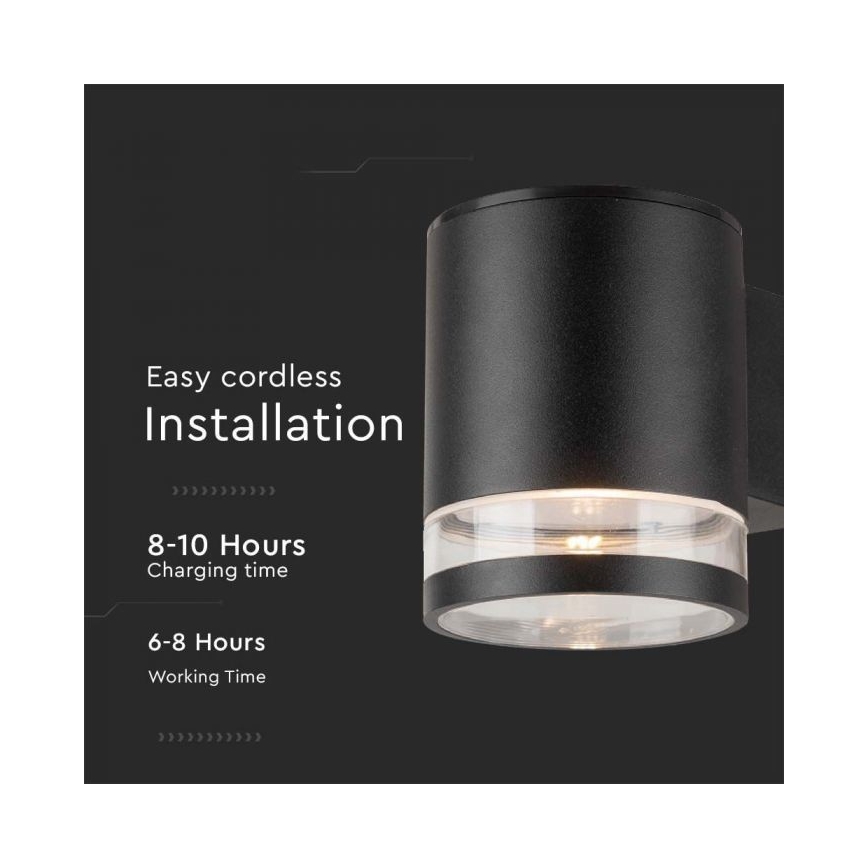 Applique murale extérieure solaire LED/1W/3,7V 3000K IP54 noir