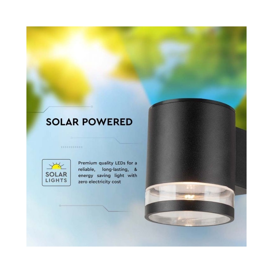 Applique murale extérieure solaire LED/1W/3,7V 3000K IP54 noir