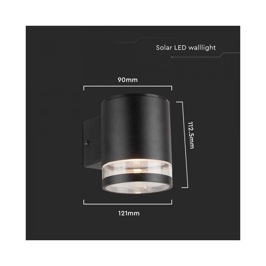 Applique murale extérieure solaire LED/1W/3,7V 3000K IP54 noir