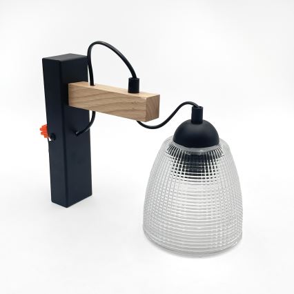 Applique murale LEANDRA 1xE27/15W/230V chêne/noir