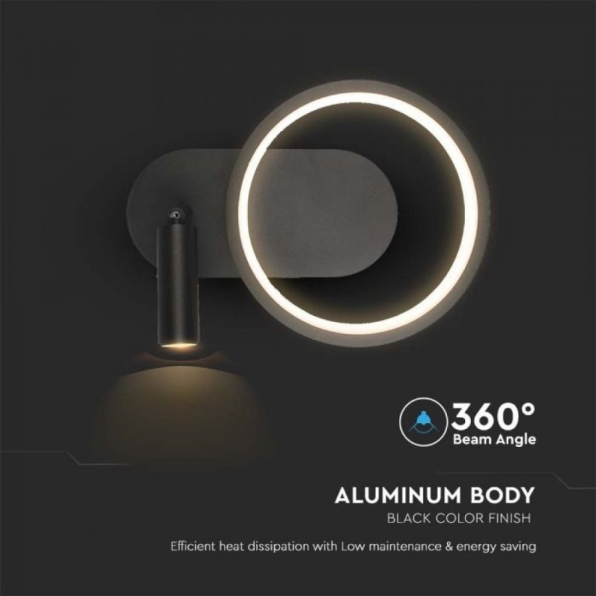 Applique murale LED/14W/230V 4000K noir