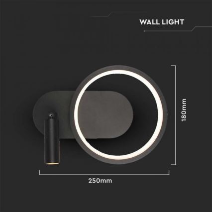 Applique murale LED/14W/230V 4000K noir