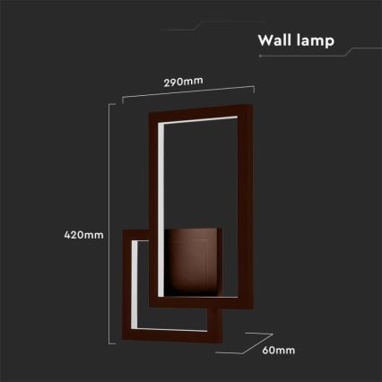 Applique murale LED/20W/230V 3000K marron