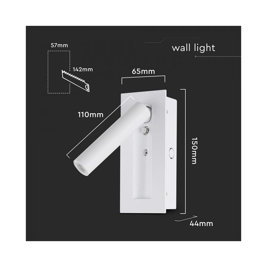 Applique murale LED/2W/230V/3000K blanche