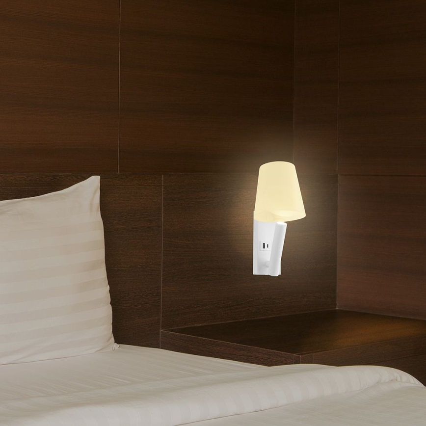 Applique murale LED avec port USB LED/2W/230V 3000K blanche