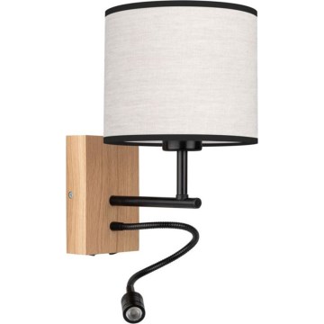 Applique murale LED BOHO 1xE27/25W/230V + LED/1W/230V, finition chêne