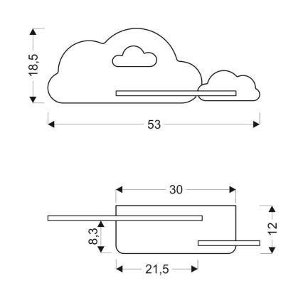 Applique murale LED enfant avec étagère CLOUD LED/5W/230V rose/blanche - certifié FSC