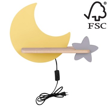 Applique murale LED enfant avec étagère MOON LED/5W/230V - certifié FSC