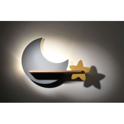 Applique murale LED enfant avec étagère MOON LED/5W/230V - certifié FSC