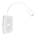 Applique murale LED flexible avec port USB BASE LED/8W + LED/2W/230V blanche