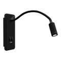 Applique murale LED flexible avec port USB BASE LED/8W+LED/2W/230V, noire
