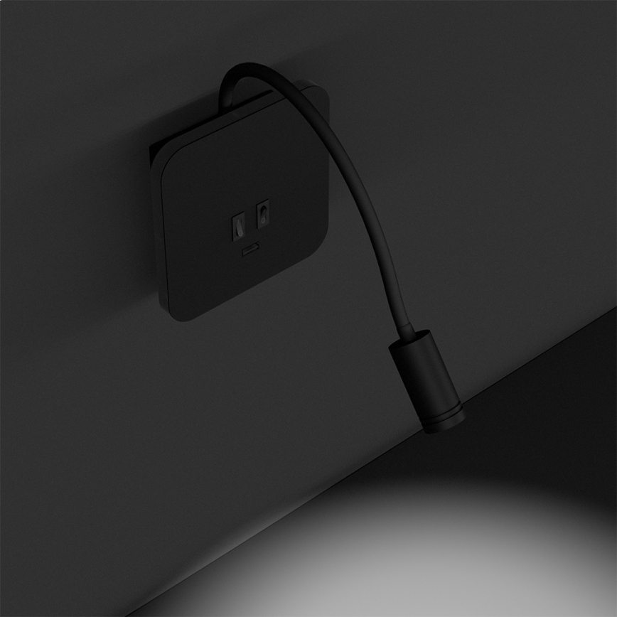 Applique murale LED flexible BASE LED/8W+LED/2W/230V noir/argenté