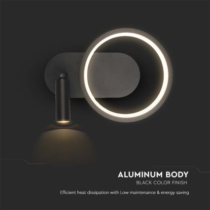 Applique murale LED LED/14W/230V 3000K noir