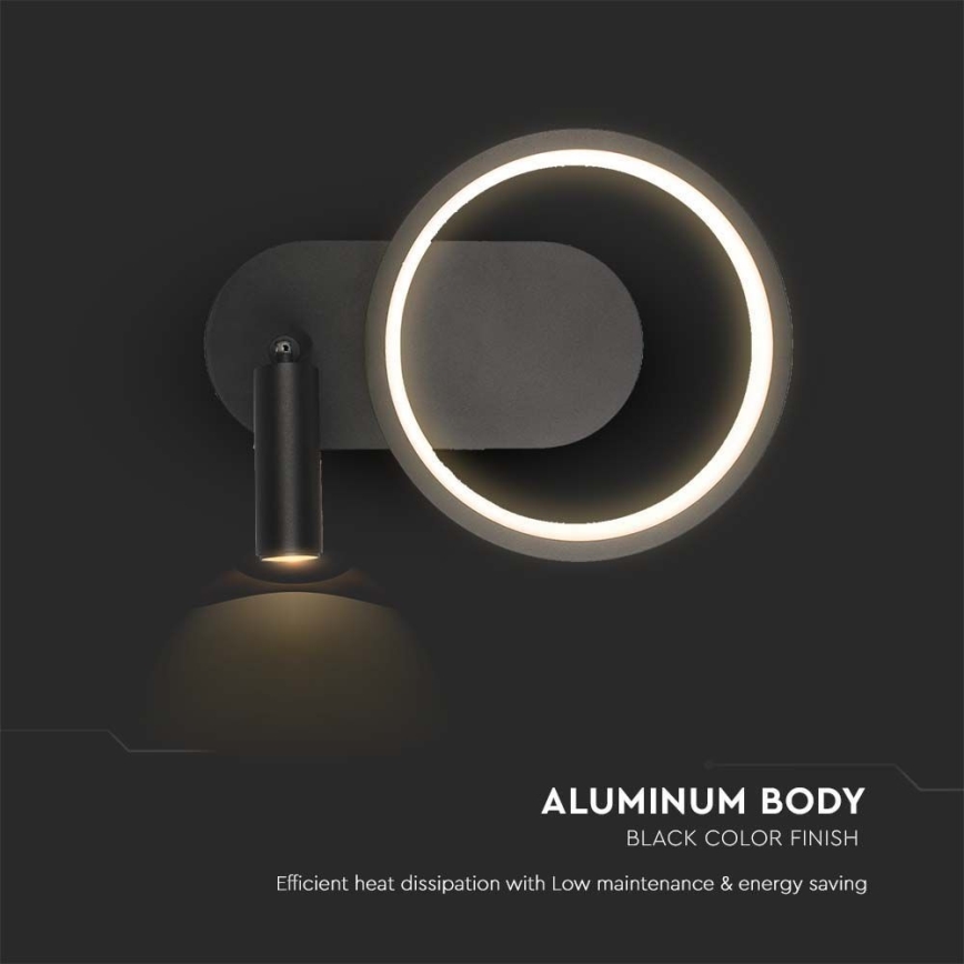 Applique murale LED LED/14W/230V 3000K noir