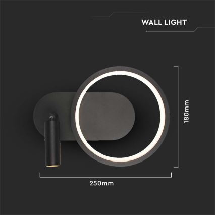 Applique murale LED LED/14W/230V 3000K noir