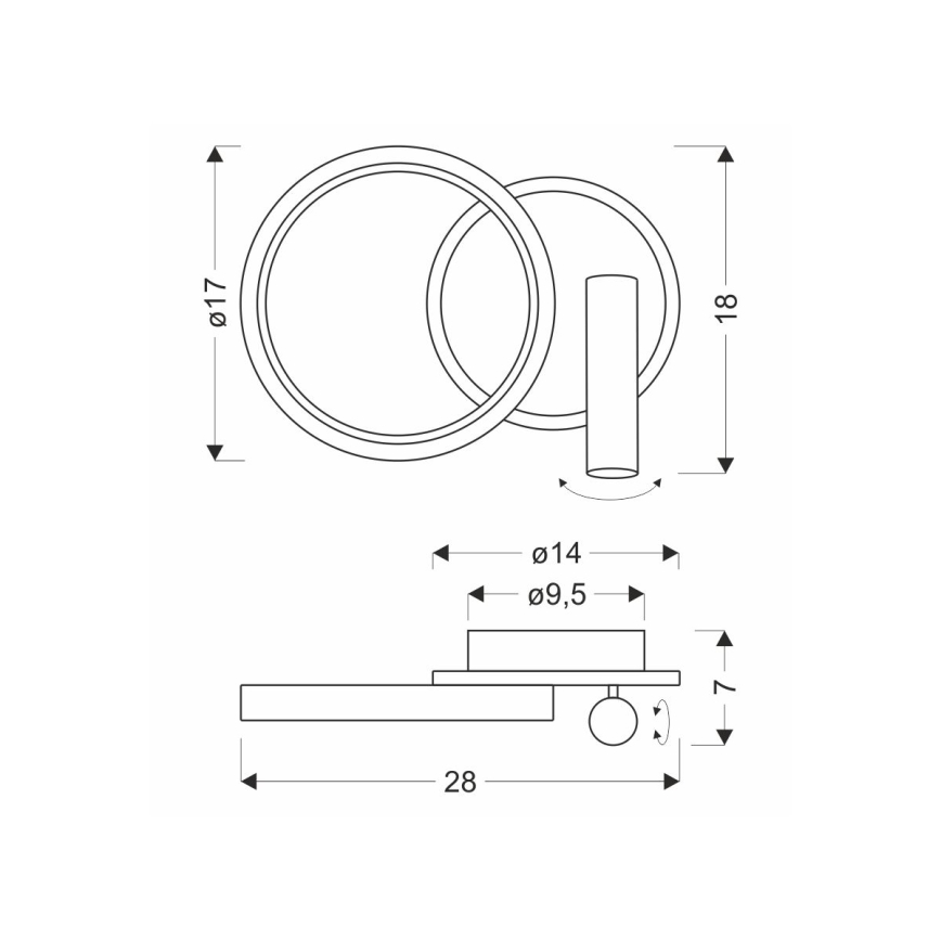 Applique murale LED orientable MONET LED/16W/230V noire