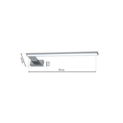 Applique murale LED pour salle de bains SHINE, 11 W, 230 V, 45 cm, IP44, chrome brillant