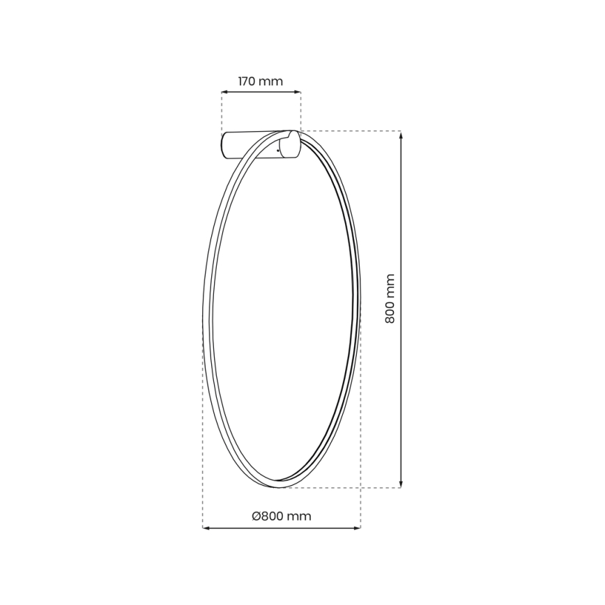 Applique murale LED salle de bain SATURNO LED/46W/230V d. 80 cm IP44 anthracite