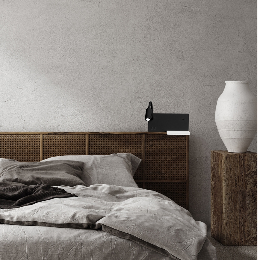 Applique murale LED SHELF LED/4W+LED/5W+LED/2W/230V noire