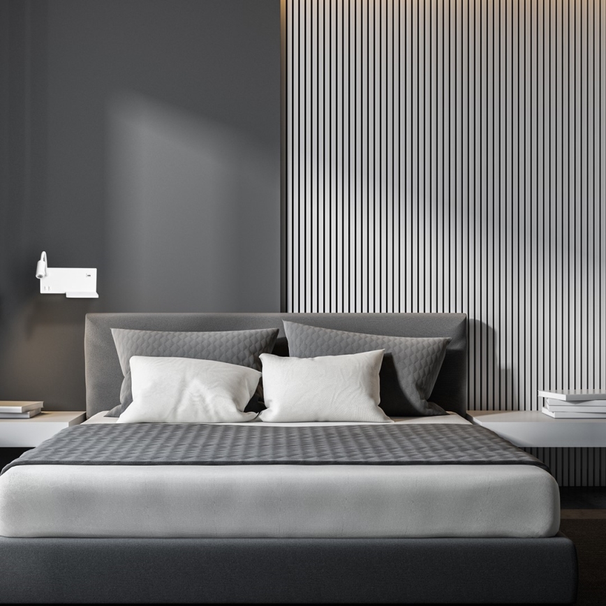 Applique murale LED SHELF LED/4W+LED/5W+LED/2W/230V + port USB blanche