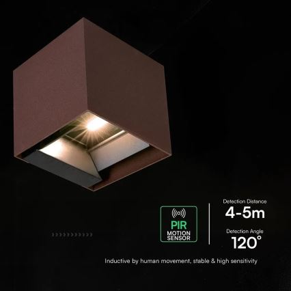 Applique murale solaire LED avec capteur LED/9W/3,7V 3000/4000/5000K IP65 2600 mAh marron